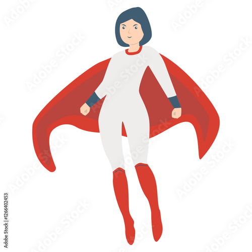Girl Superhero Character with Flat Design Concept. Isolated on White Background.