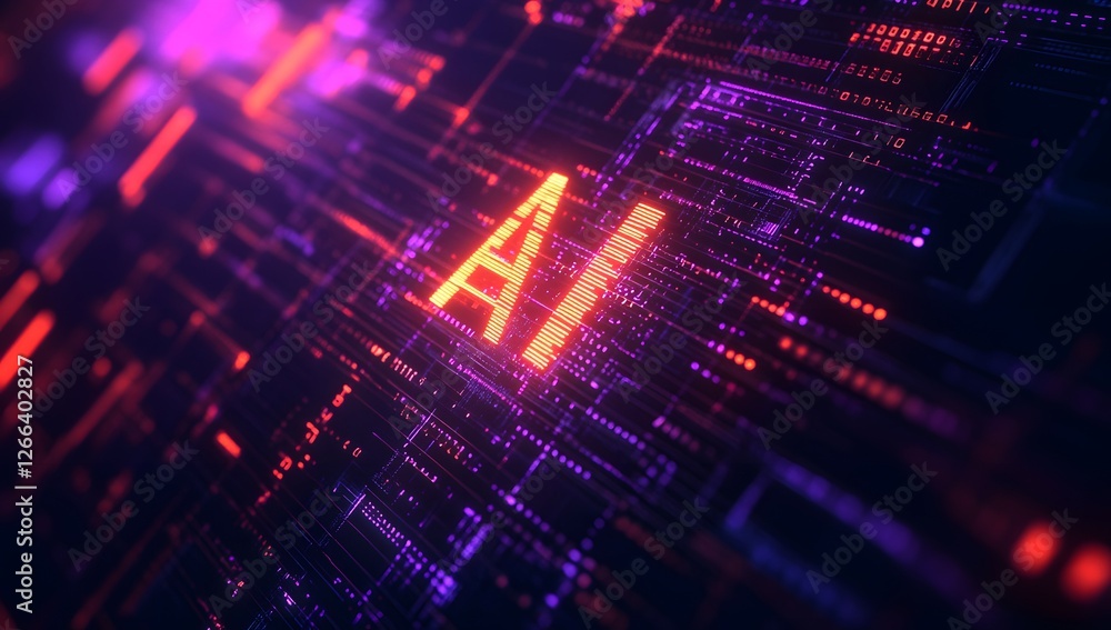 AI technology displayed on circuit board AI technology displayed on circuit board