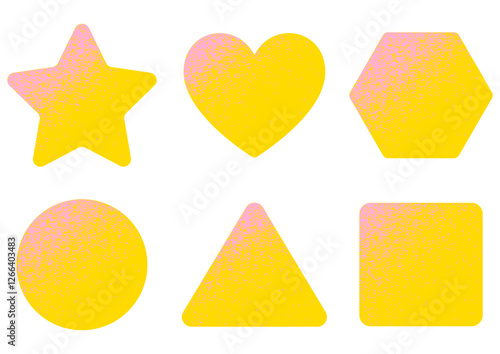 ざらつきグラデーションのフレームセット。メゾティント風。イエロー