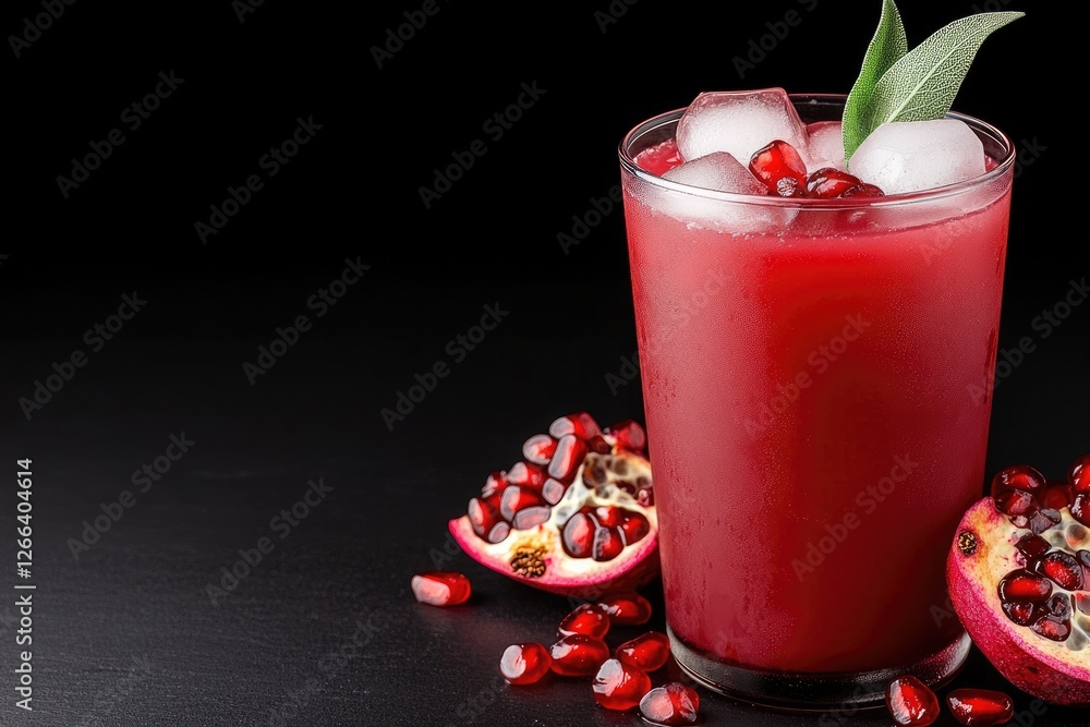 drinks mocktail artisanal concept. Refreshing pomegranate drink served over ice with fresh mint garnish. drinks mocktail artisanal concept. Refreshing pomegranate drink served over ice with fresh mint garnish.