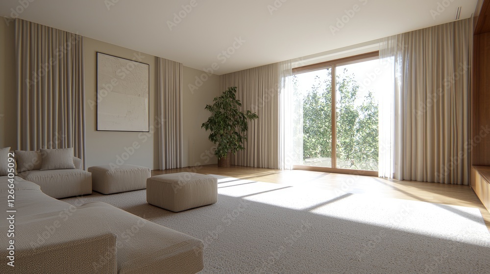 Fototapeta premium Modern Living Room Interior Sunlight View