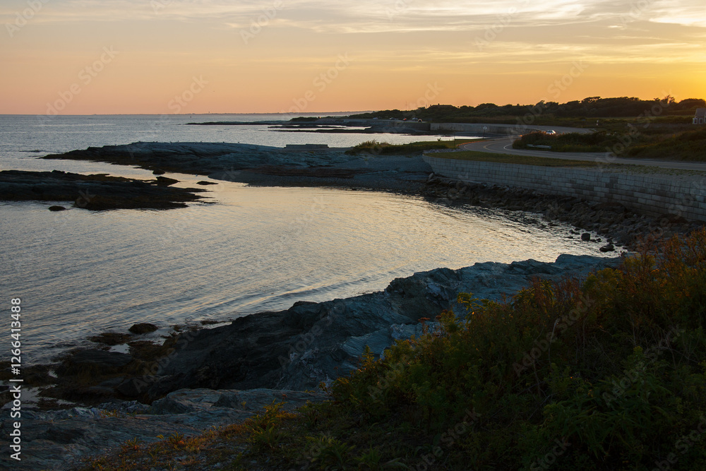 Beautiful sunset in the shore of Newport, Rhode Island, USA Beautiful sunset in the shore of Newport, Rhode Island, USA