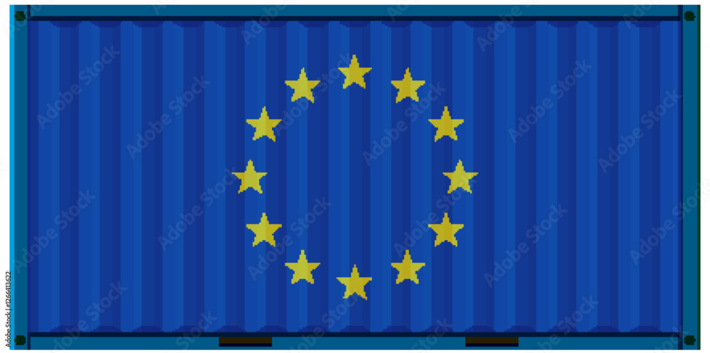 Fototapeta premium European Union Trade Container Illustration