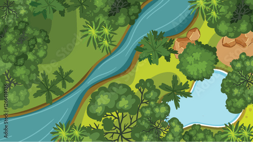 Lush River and Forest Landscape