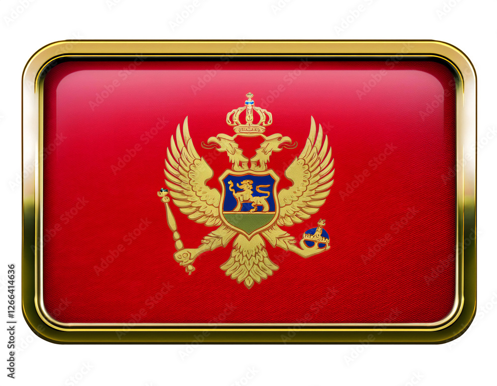 モンテネグロの国旗のブローチ。白背景。(Montenegro flag brooch on white background.)
