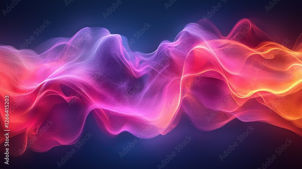 Obraz premium Abstract colorful waves, dark background, digital art, website header