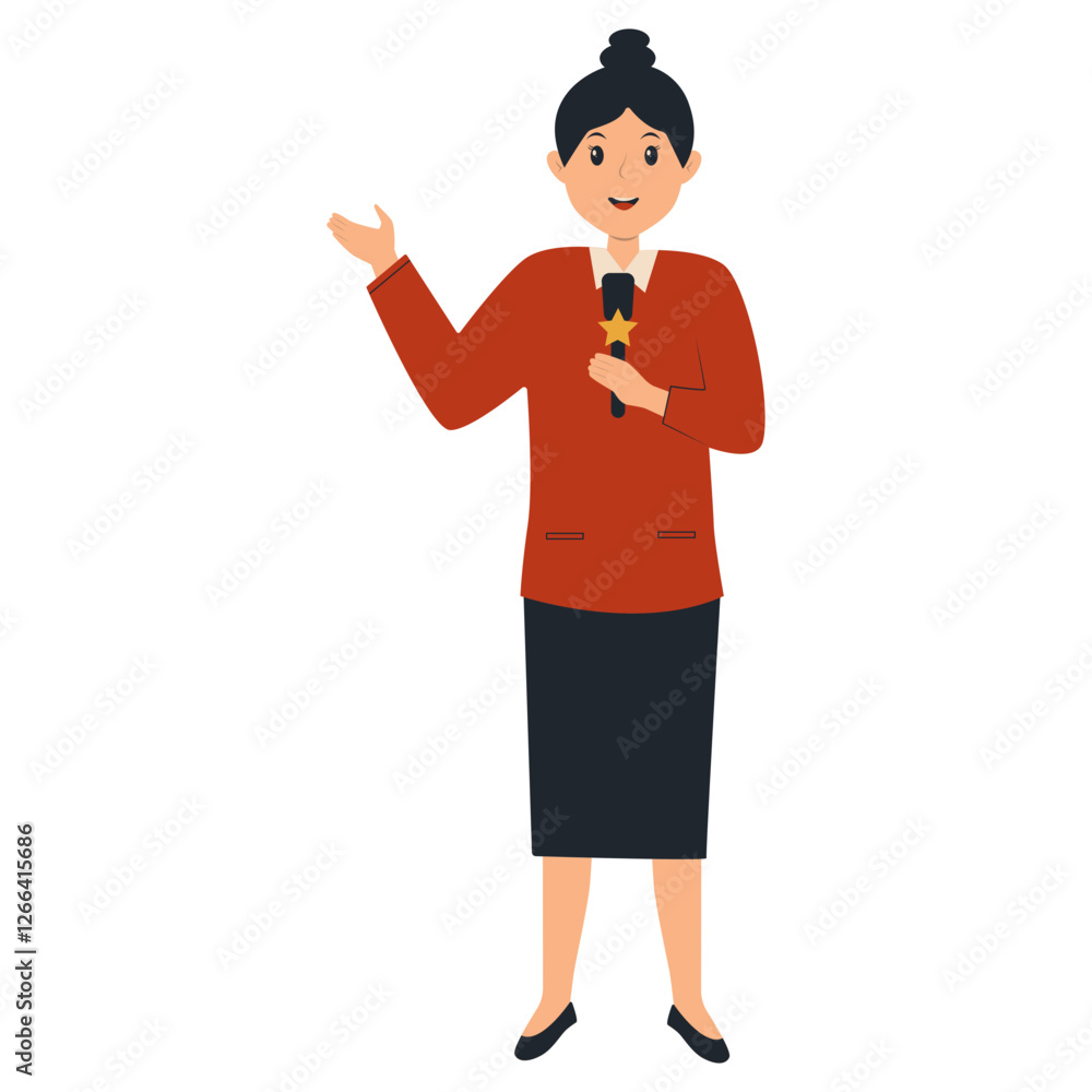 Journalist People Illustration with Cartoon Design. Isolated Vector Character.
