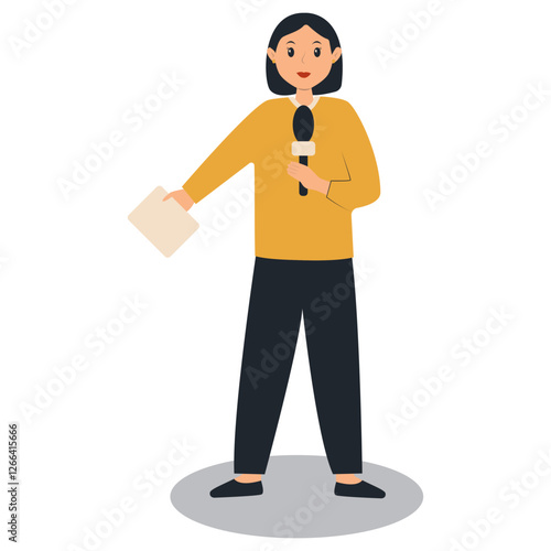 Journalist People Illustration with Cartoon Design. Isolated Vector Character.