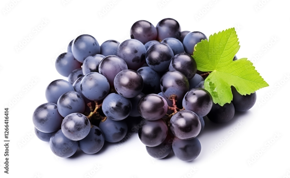 blue grape fruits with leaves isolated on white blue grape fruits with leaves isolated on white