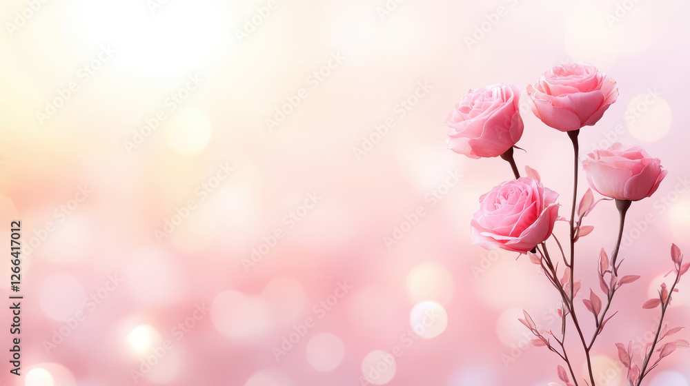 Obraz premium Soft pink roses with dreamy pastel background create serene atmosphere