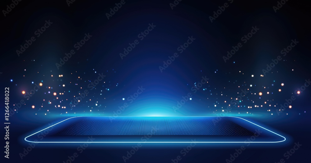 Obraz premium Abstract beautiful digital background with glowing dots and empty text box for design, vector illustration. Big data technology concept.