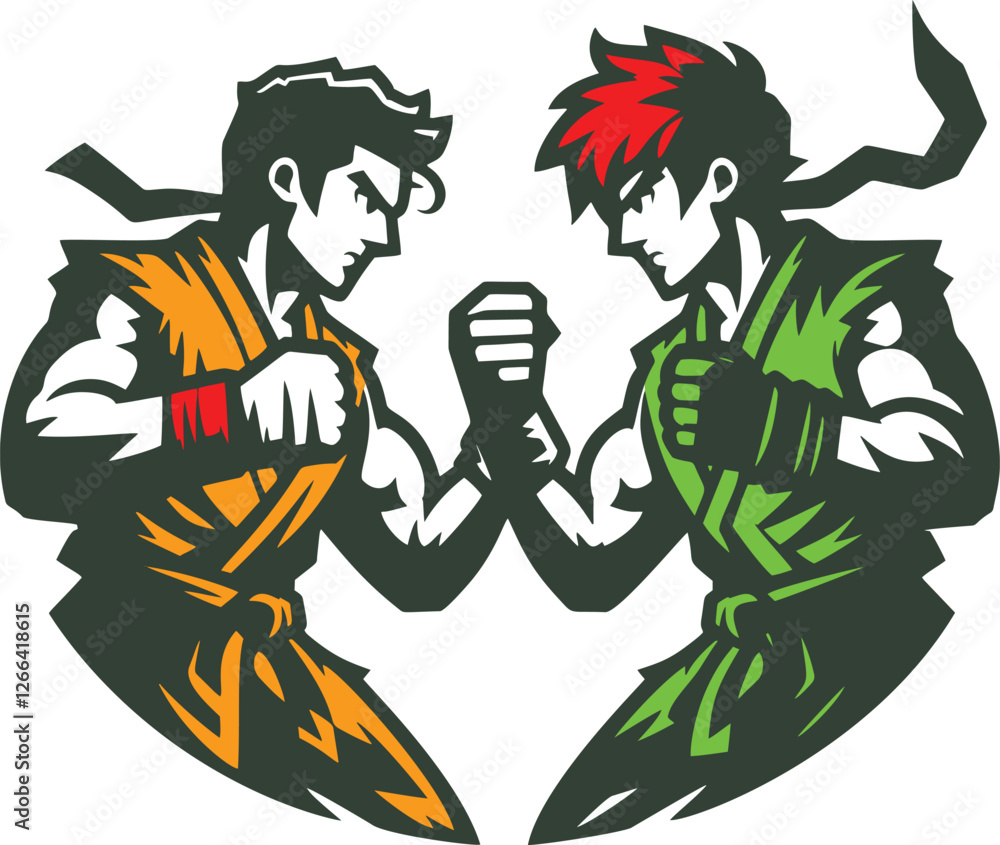 Fototapeta premium Two martial artists facing off.