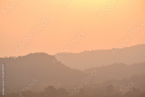 Wallpaper Mural sunset into mountain at Khun Dan Prakarn Chon huge concrete dam in evening on Thailand  Torontodigital.ca