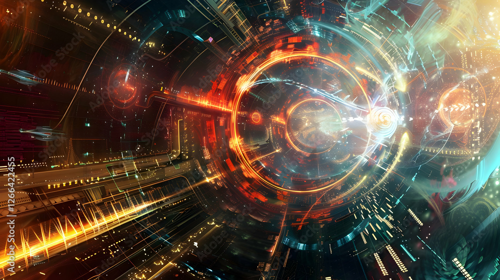 Abstract futuristic digital artwork showcasing vibrant energy patterns and motion Abstract futuristic digital artwork showcasing vibrant energy patterns and motion