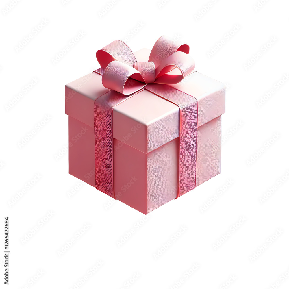 Obraz premium Elegant pink gift box with a decorative ribbon bow, isolated on a transparent background. Perfect for celebrations, birthdays, and holiday-themed designs. AI-generated image with realistic details.