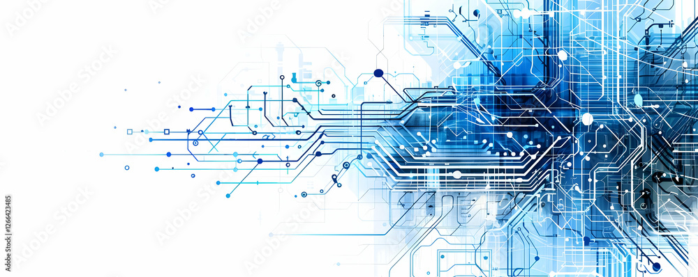 Fototapeta premium Abstract technology background with circuit patterns and blue tones