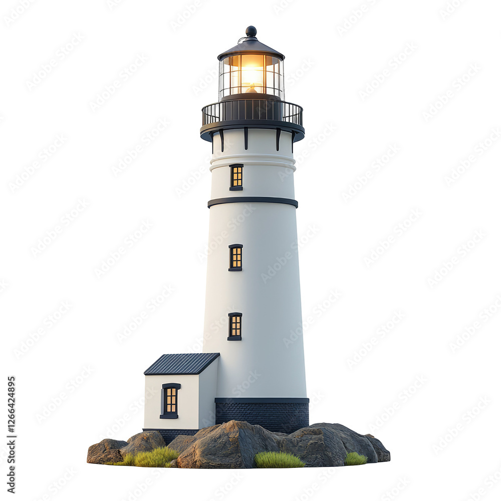 Isolated Lighthouse with Beacon Light on Transparent background for Coastal and Nautical Themes Isolated Lighthouse with Beacon Light on Transparent background for Coastal and Nautical Themes