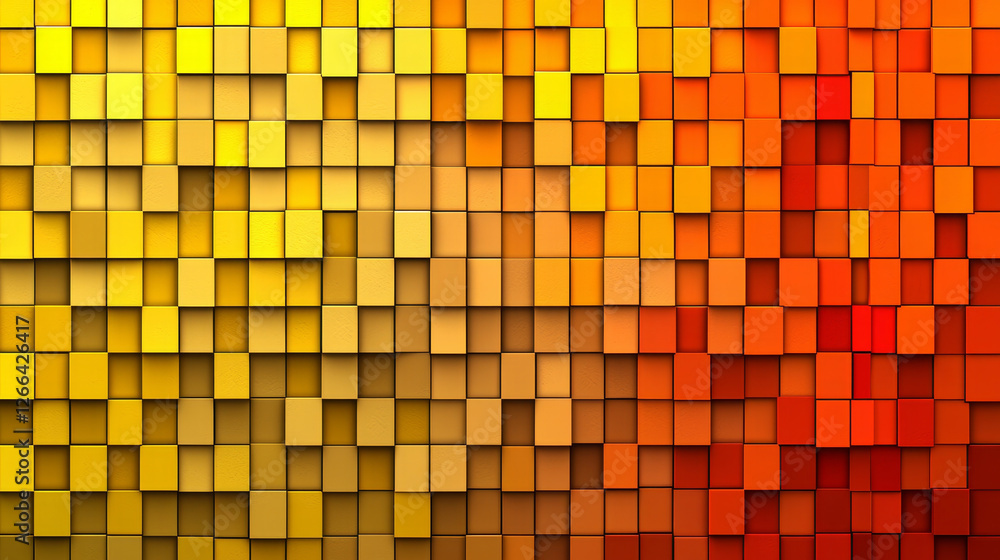 Abstract orange and yellow cube mosaic pattern -ai Abstract orange and yellow cube mosaic pattern -ai