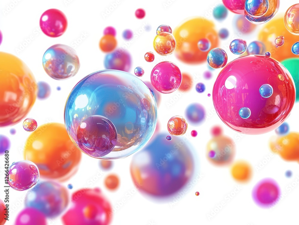 Colorful spheres in motion against a white background Colorful spheres in motion against a white background