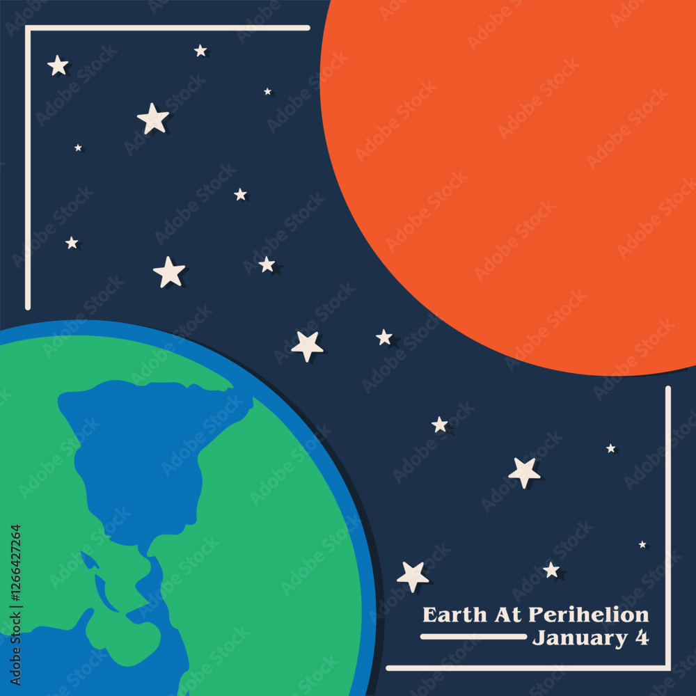 Naklejka premium Vector Design Earth at Perihelion – January 4