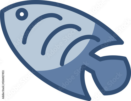 fish vector icon, transparent background. replaceable blue color design
