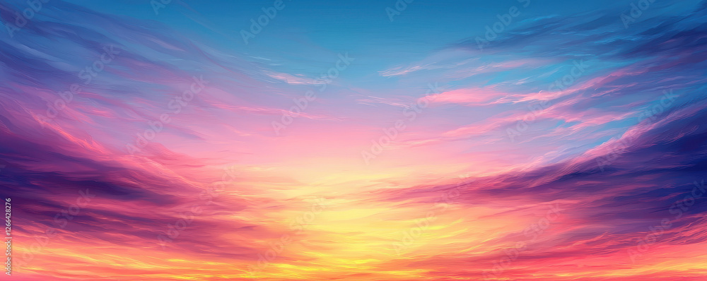 Obraz premium Soft pastel sunset sky with delicate wispy clouds