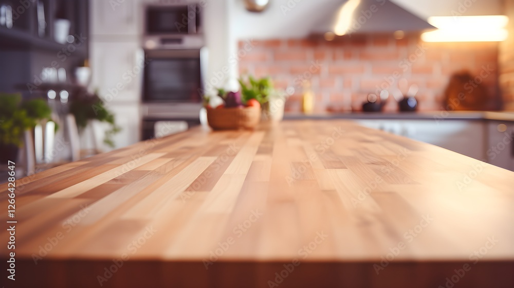 Modern Kitchen Island Countertop Wooden Butcher Block Empty Space Home Interior Design Modern Kitchen Island Countertop Wooden Butcher Block Empty Space Home Interior Design