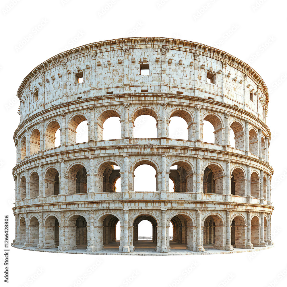 Obraz premium Isolated Historical Amphitheater with Arches from Ancient Rome Showcasing Architectural Marvel and Cultural Heritage