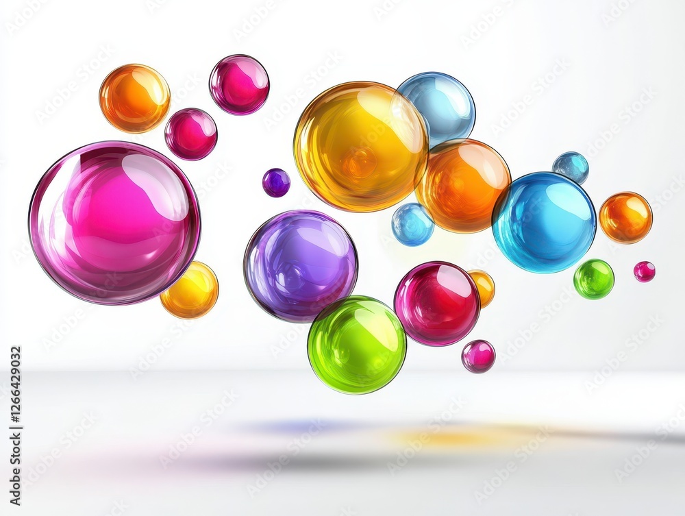 Fototapeta premium Colorful spheres in 3D space, abstract design