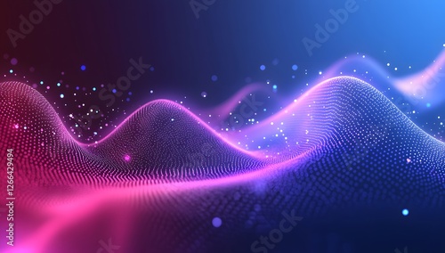 Wallpaper Mural Abstract digital wave forms, vibrant gradient colors, glowing particles, background display Torontodigital.ca