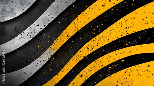 Wallpaper Mural Abstract Yellow Black Gray Wave Pattern Texture. AI Generated Torontodigital.ca