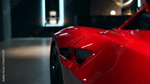 Red Sports Car in Modern Setting