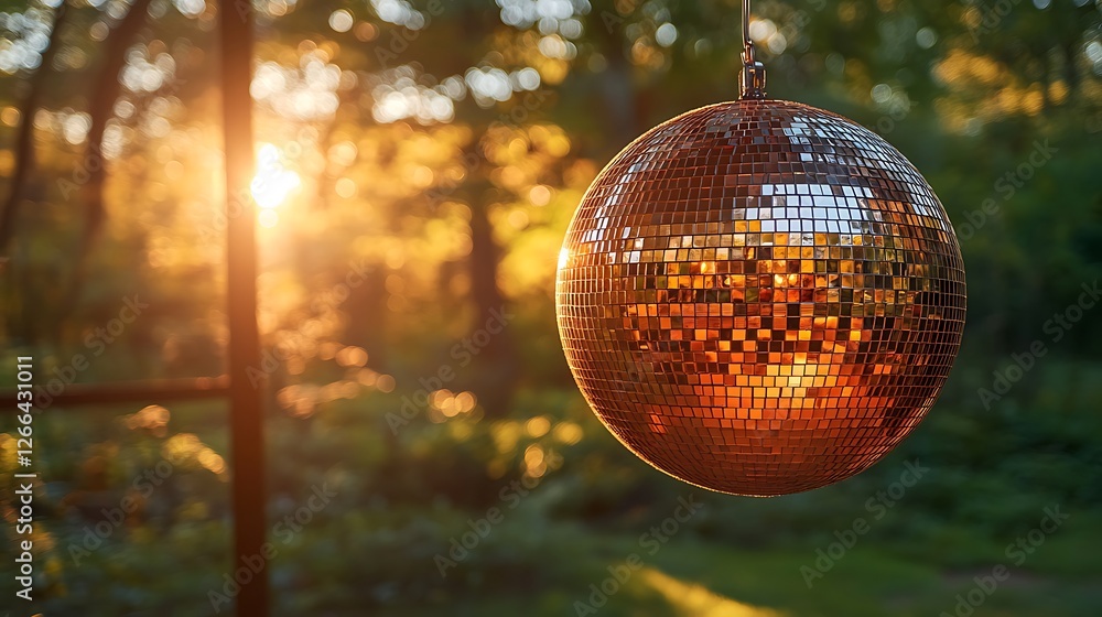 Obraz premium Sunset disco ball, forest party