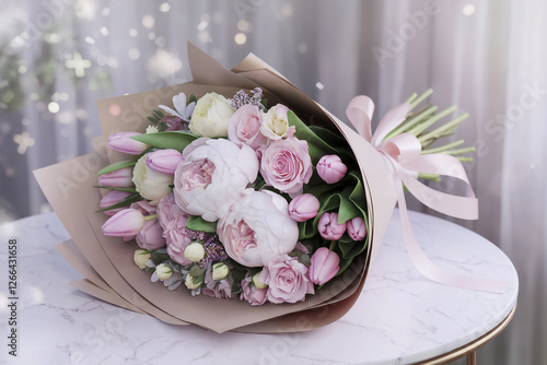 Romantic Floral Arrangement with Roses and Tulips
