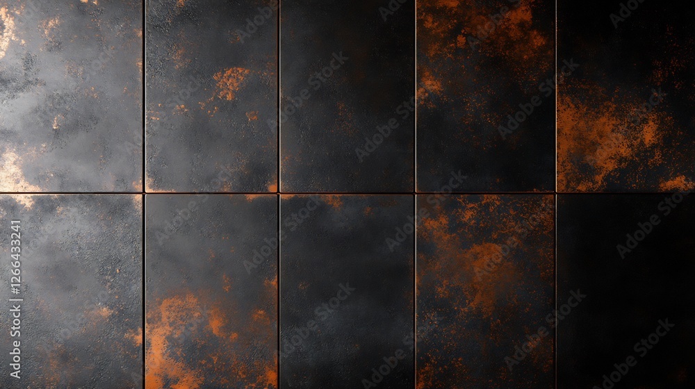 Naklejka premium Dark Rustic Tiles Dramatic Lighting Warm Tones. AI Generated