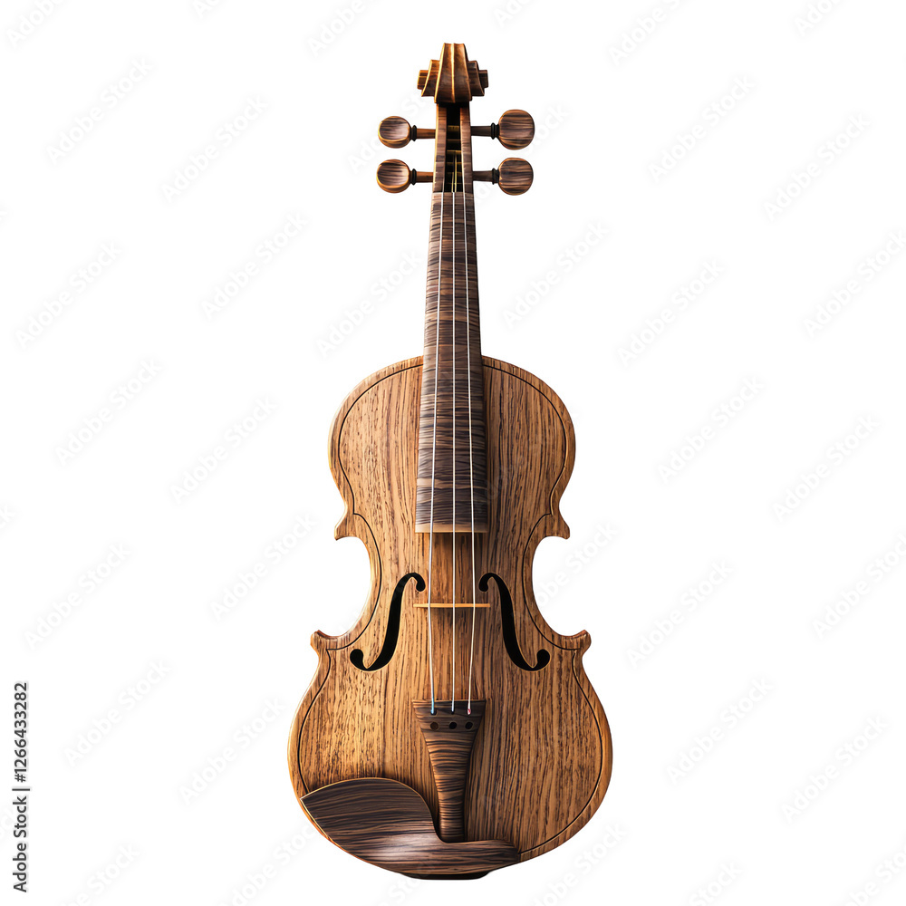 Obraz premium Polished Wooden Violin Isolated on Transparent background, Elegant Design Showcasing Craftsmanship and Detail of Instrument