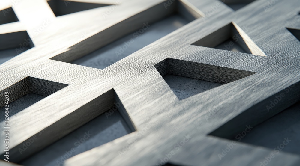 Fototapeta premium Abstract geometric metal shape over concrete, for industrial background or design element