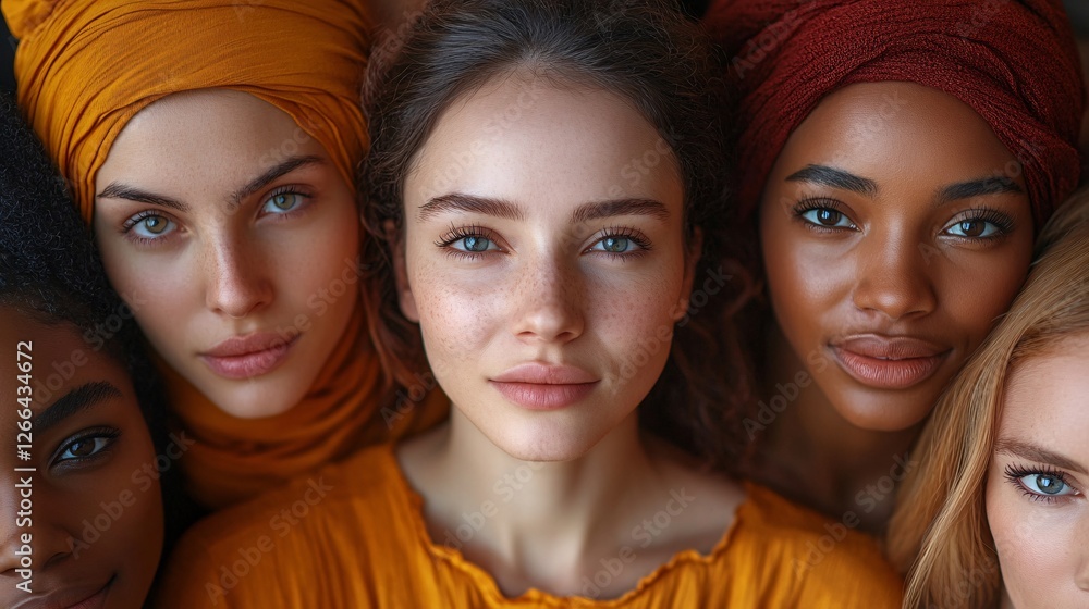 Four Women Displaying Diverse Beauty and Unity Four Women Displaying Diverse Beauty and Unity