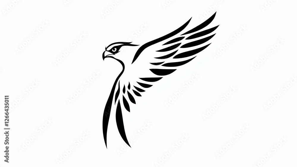 Fototapeta premium Baaz Falcon Logo Design | Black Vector Falcon Art | Minimalist Bird Logo | Transparent Background | Premium Vector Illustration