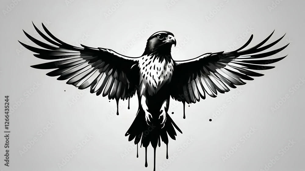 Naklejka premium Baaz Falcon Logo Design | Black Vector Falcon Art | Minimalist Bird Logo | Transparent Background | Premium Vector Illustration