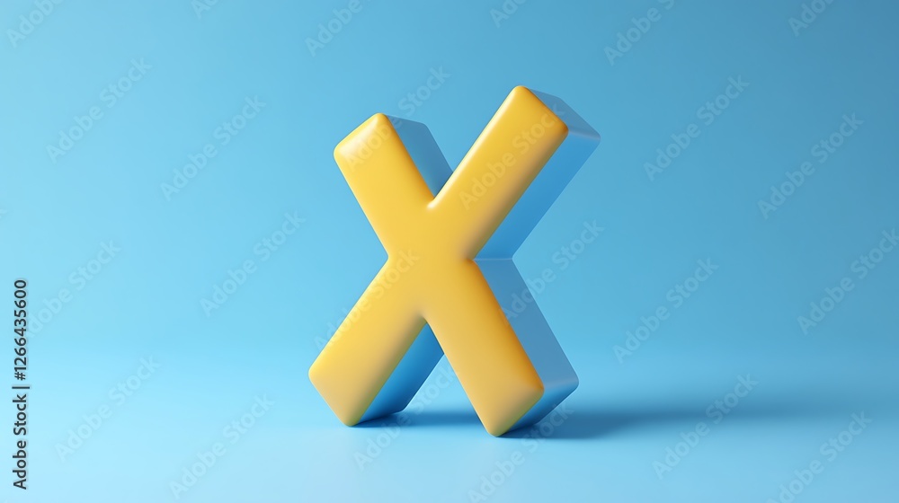 3D rendered yellow and blue letter X on blue background. 3D rendered yellow and blue letter X on blue background.