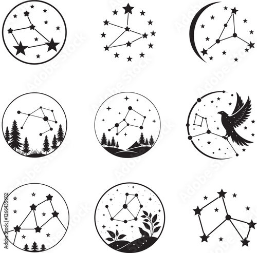 constellation vector logo illustration design set