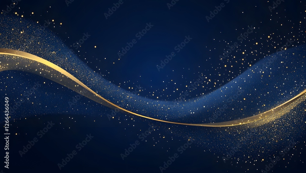 Obraz premium Gold wave abstract background, dark navy