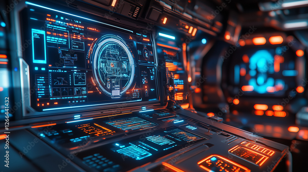 Futuristic Space Exploration Control Room Futuristic Space Exploration Control Room