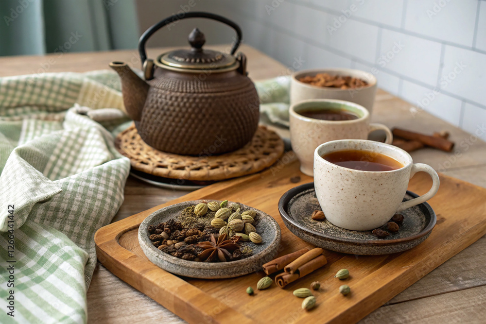 Cardamom and cinnamon tea blend setup Cardamom and cinnamon tea blend setup