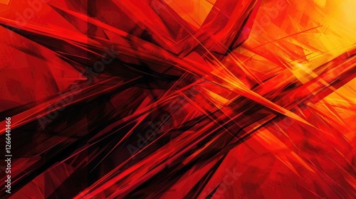 abstract image with red and orange colors using harsh lines and sharp shapes representing anger, Style Abstract, Colors red, orange, Composition off center, Details sharp lines, angular shapes