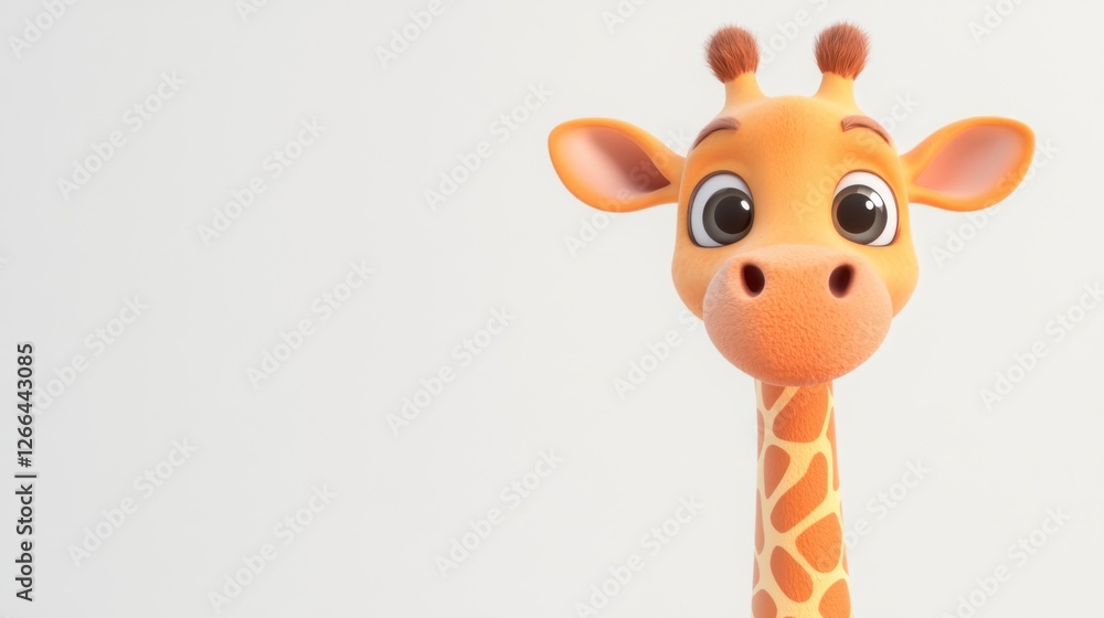 Obraz premium Cute Cartoon Giraffe with Big Eyes and Friendly Expression