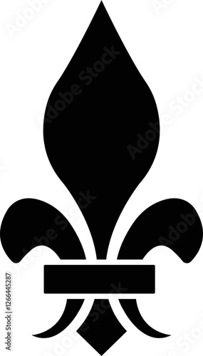 Fleur de Lys symbols or Fleur de Lis vector icon ornament Silhouette isolated on transparent background. Flower Lily Royal Medieval Heraldic french symbol. Classic emblems flower art pattern.