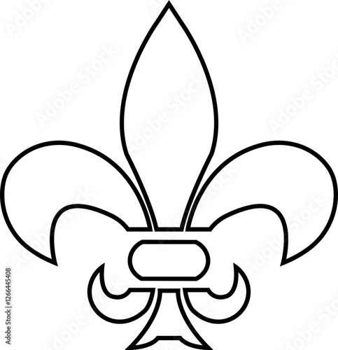 Fleur de Lys symbols or Fleur de Lis vector icon ornament Silhouette isolated on transparent background. Flower Lily Royal Medieval Heraldic french symbol. Classic emblems flower art pattern.