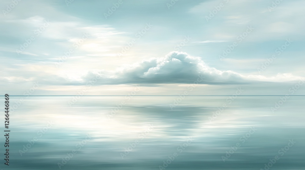 Obraz premium Serene Cloudscape Reflecting Calm Waters Soft Light. AI Generated
